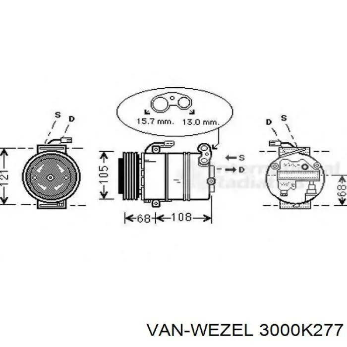 Компресор системи кондиціювання VAN Wezel 3000K277 ціна, від 77.35 USD