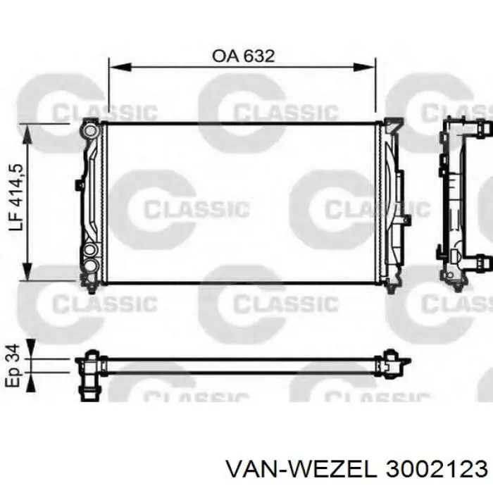 Радіатор охолодження двигуна 3002123 VAN Wezel