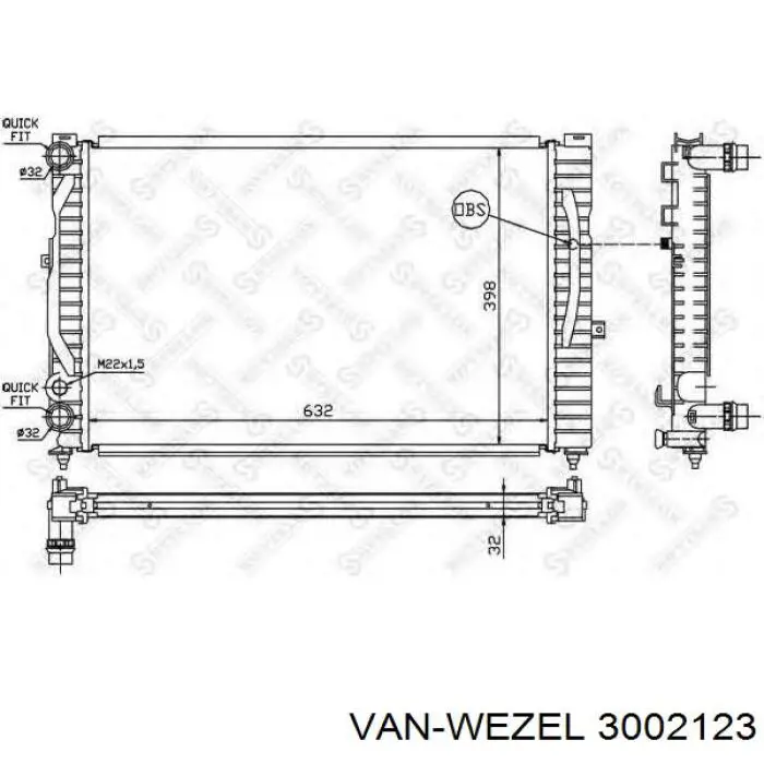 3002123 VAN Wezel Радіатор охолодження двигуна