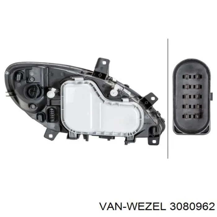 Фара правая VAN Wezel 3080962 ціна, від 41.44 USD