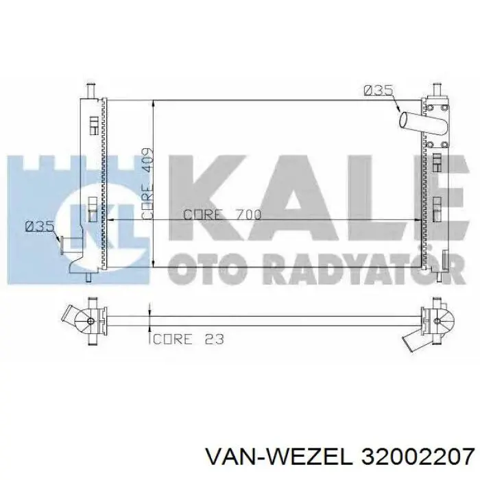 Радіатор охолодження двигуна 32002207 VAN Wezel