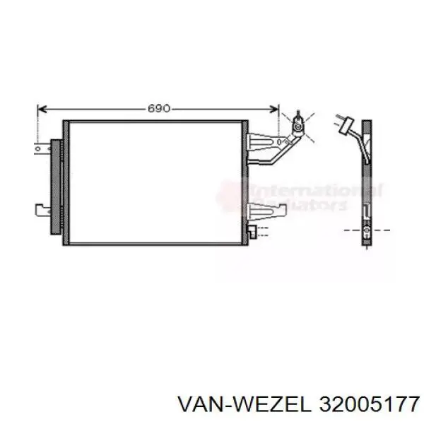 Конденсатор кондиціонера VAN Wezel 32005177 ціна, від 82.27 USD