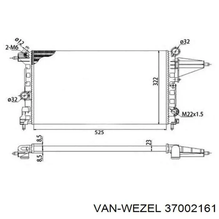 37002161 VAN Wezel радіатор охолодження двигуна