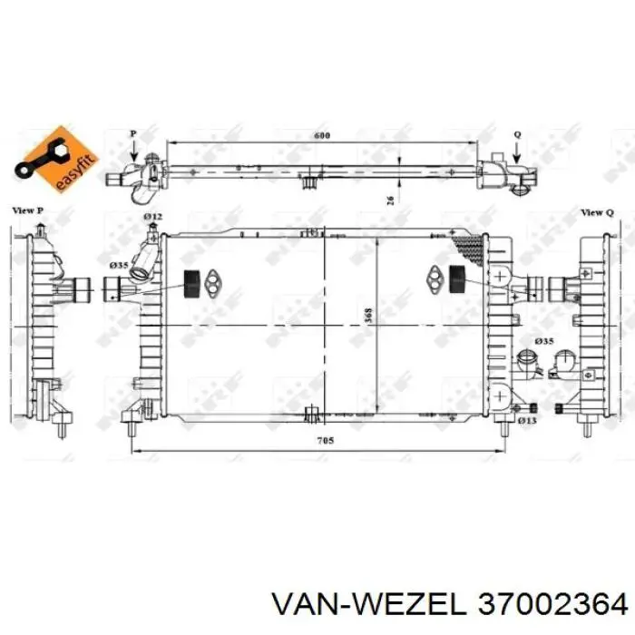 37002364 VAN Wezel Радіатор охолодження двигуна