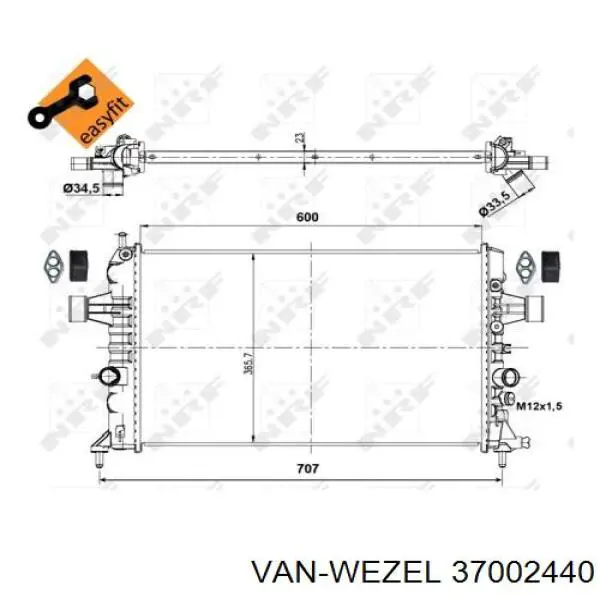 Купити 37002440 VAN Wezel Радіатор двигуна