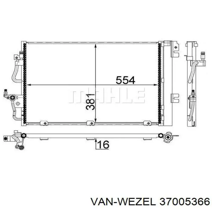 Конденсатор кондиціонера VAN Wezel 37005366 ціна, від 72.54 USD