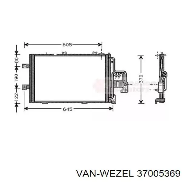 Конденсатор кондиціонера VAN Wezel 37005369 ціна, від 101.64 USD