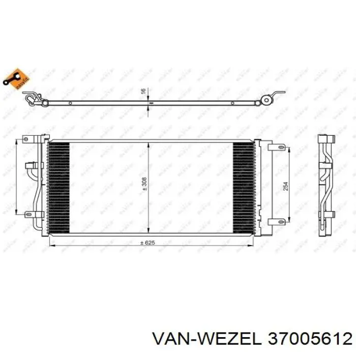 Купити 37005612 VAN Wezel Радіатор системи охолодження кондиціонера