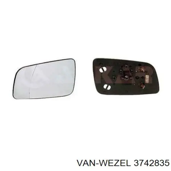3742835 VAN Wezel дзеркальний елемент дзеркала заднього виду, лівого