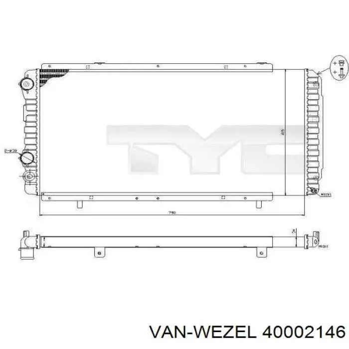 Радіатор охолодження двигуна 40002146 VAN Wezel