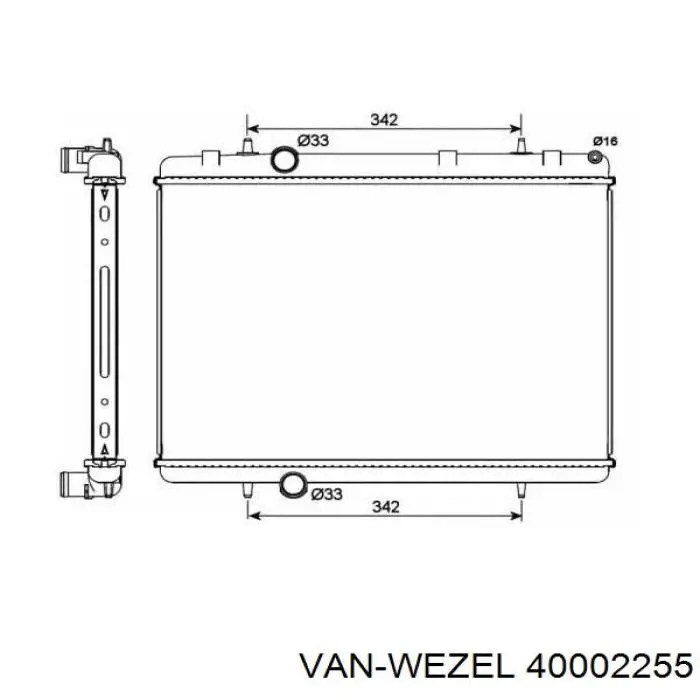 Купити 40002255 VAN Wezel Радіатор двигуна