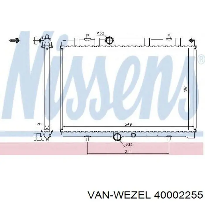 Радіатор 40002255 VAN Wezel