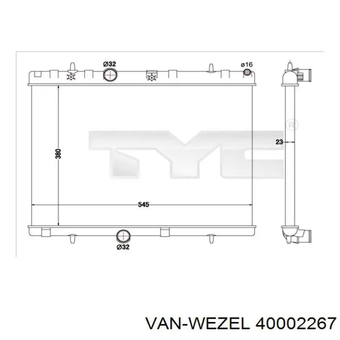 40002267 VAN Wezel радіатор охолодження двигуна