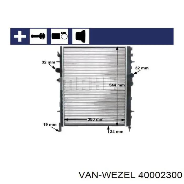 40002300 VAN Wezel радіатор охолодження двигуна