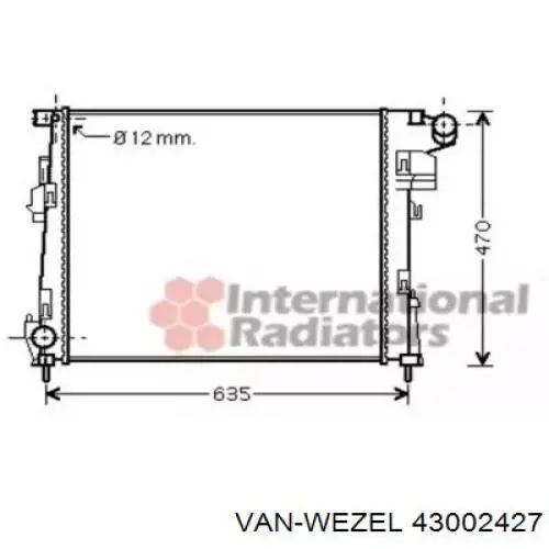 Радіатор основний VAN Wezel 43002427 ціна, від 73.47 USD