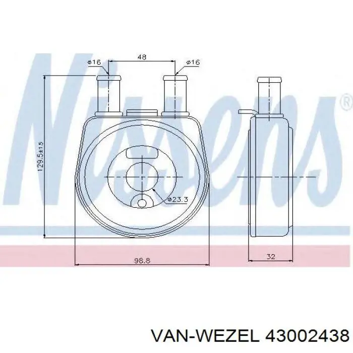 Радіатор охолодження двигуна 43002438 VAN Wezel