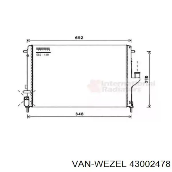 Радіатор основний VAN Wezel 43002478 ціна, від 47.03 USD