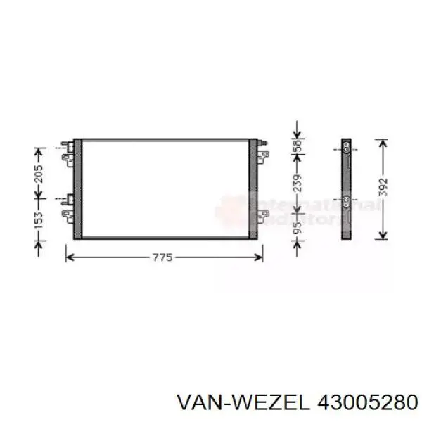 Конденсатор кондиціонера VAN Wezel 43005280 ціна, від 70.40 USD