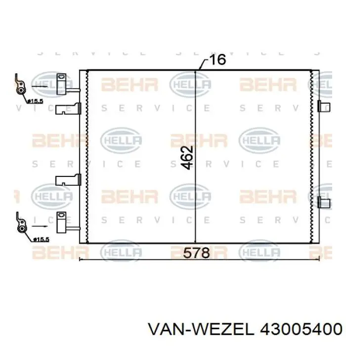 Конденсатор кондиціонера VAN Wezel 43005400 ціна, від 59.11 USD