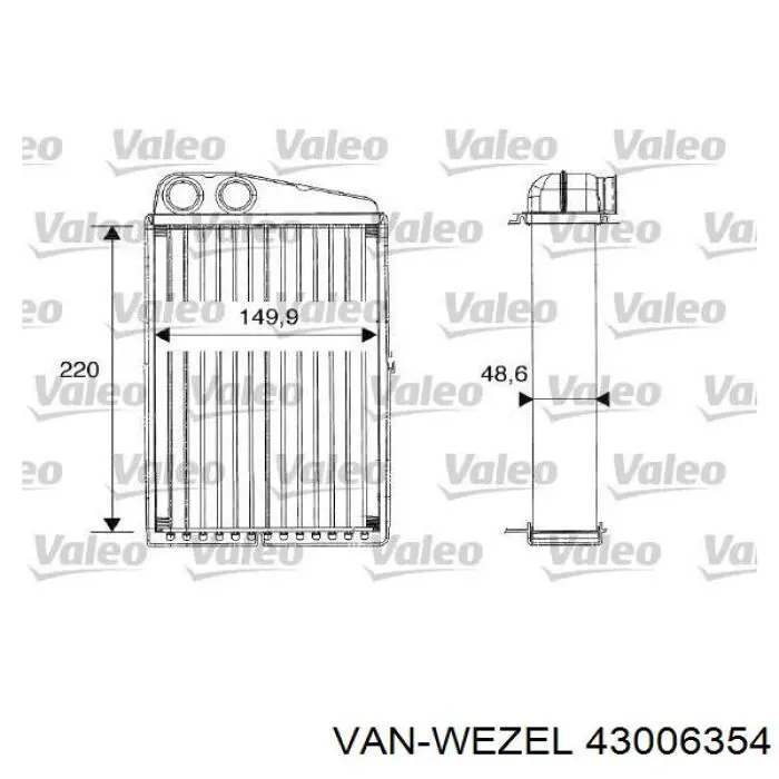 Радіатор пічки (обігрівача) VAN Wezel 43006354 ціна, від 33.59 USD