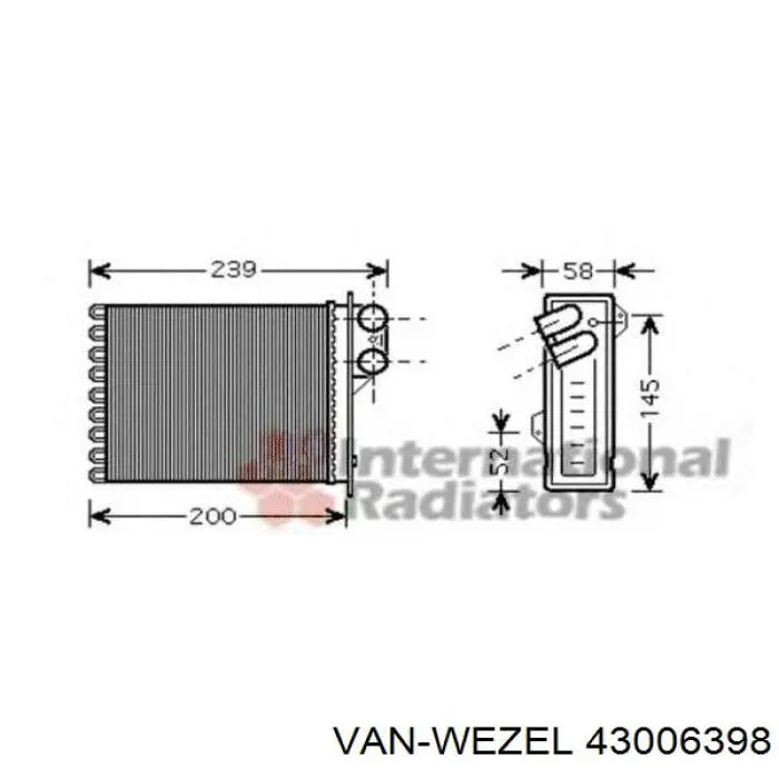 Радіатор пічки 43006398 VAN Wezel