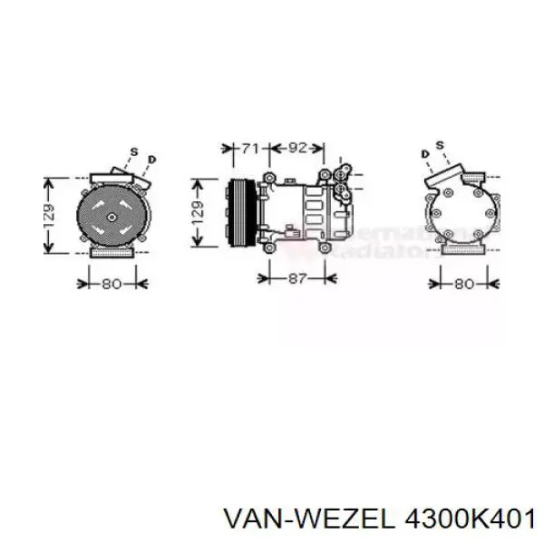 Компресор системи кондиціювання VAN Wezel 4300K401 ціна, від 82.87 USD