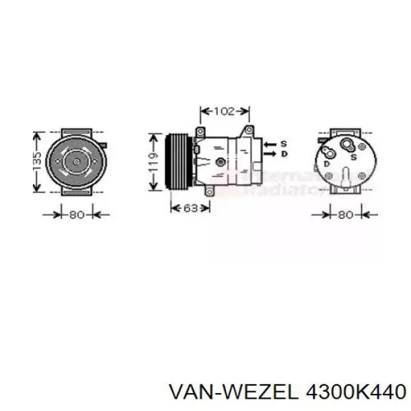 Компресор системи кондиціювання VAN Wezel 4300K440 ціна, від 131.90 USD
