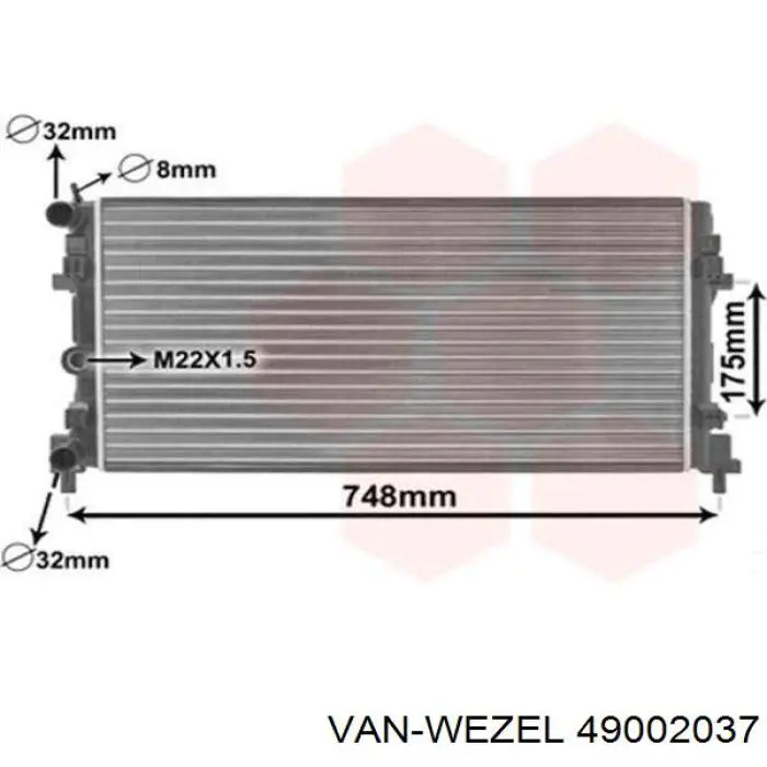 49002037 VAN Wezel радіатор охолодження двигуна