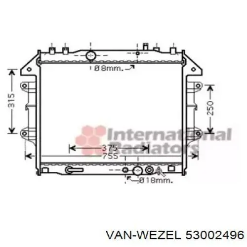 Радіатор основний VAN Wezel 53002496 ціна, від 104.55 USD
