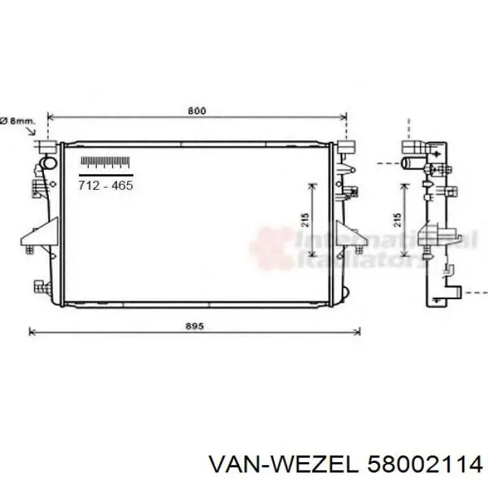 Радіатор 58002114 VAN Wezel