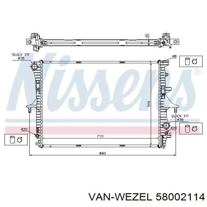 Радіатор основний VAN Wezel 58002114 ціна, від 52.37 USD
