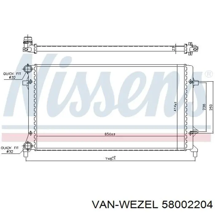 Радіатор основний VAN Wezel 58002204 ціна, від 41.19 USD
