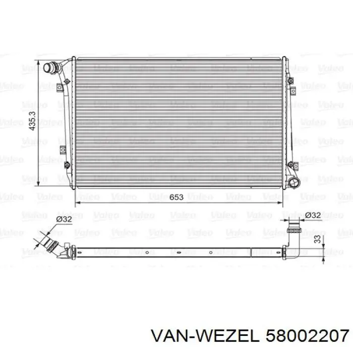 58002207 VAN Wezel Радіатор охолодження двигуна