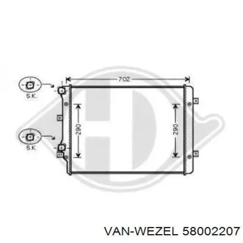 Радіатор основний VAN Wezel 58002207 ціна, від 53.51 USD