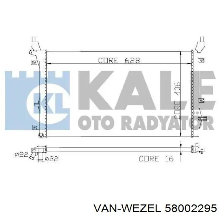 Радіатор основний VAN Wezel 58002295 ціна, від 59.67 USD