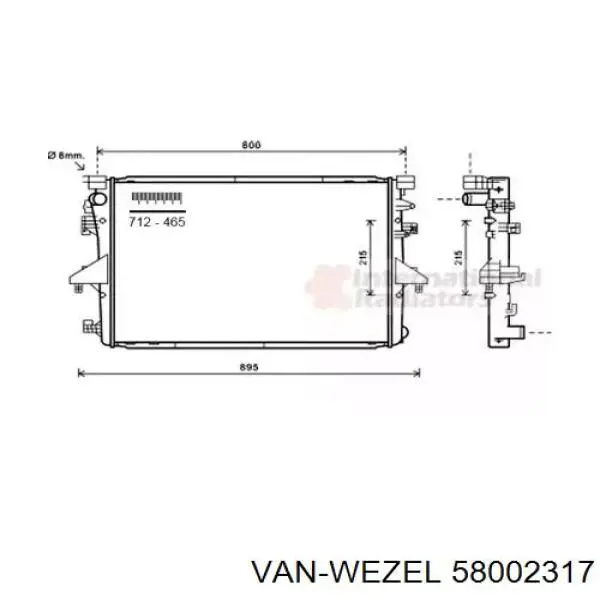 Радіатор основний VAN Wezel 58002317 ціна, від 122.04 USD
