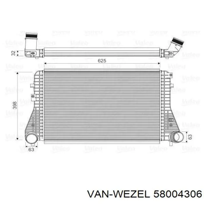 58004306 VAN Wezel радіатор интеркуллера