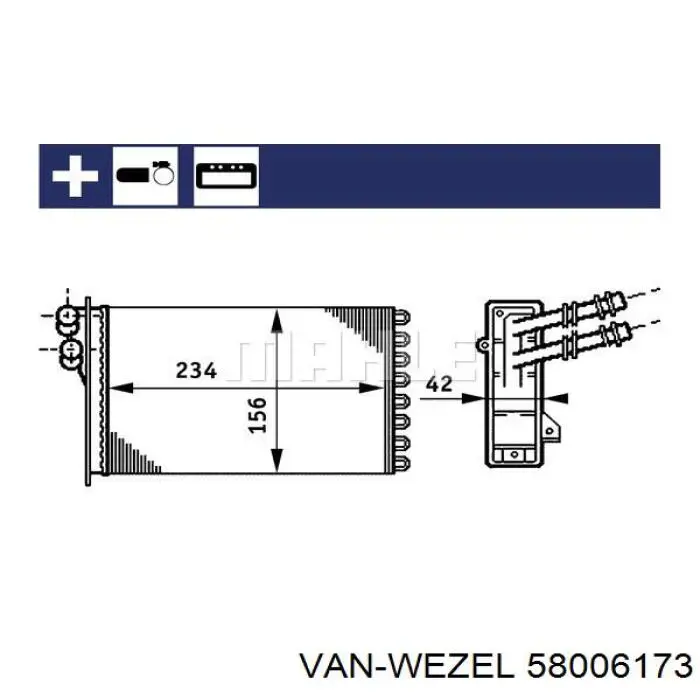 Радіатор пічки (обігрівача) VAN Wezel 58006173 ціна, від 12.98 USD