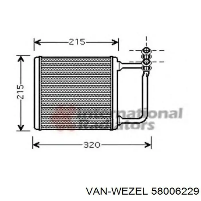 Радіатор пічки (обігрівача) VAN Wezel 58006229 ціна, від 12.93 USD