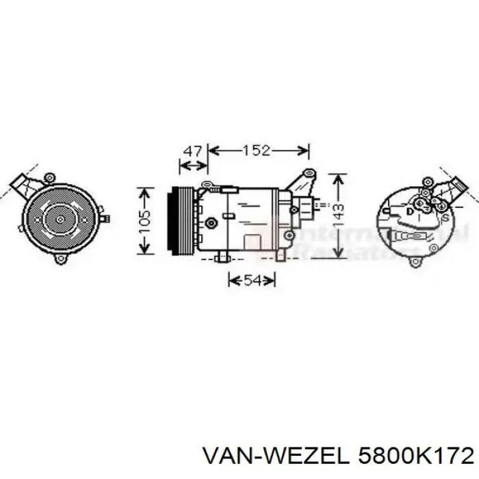 Компресор системи кондиціювання VAN Wezel 5800K172 ціна, від 126.38 USD