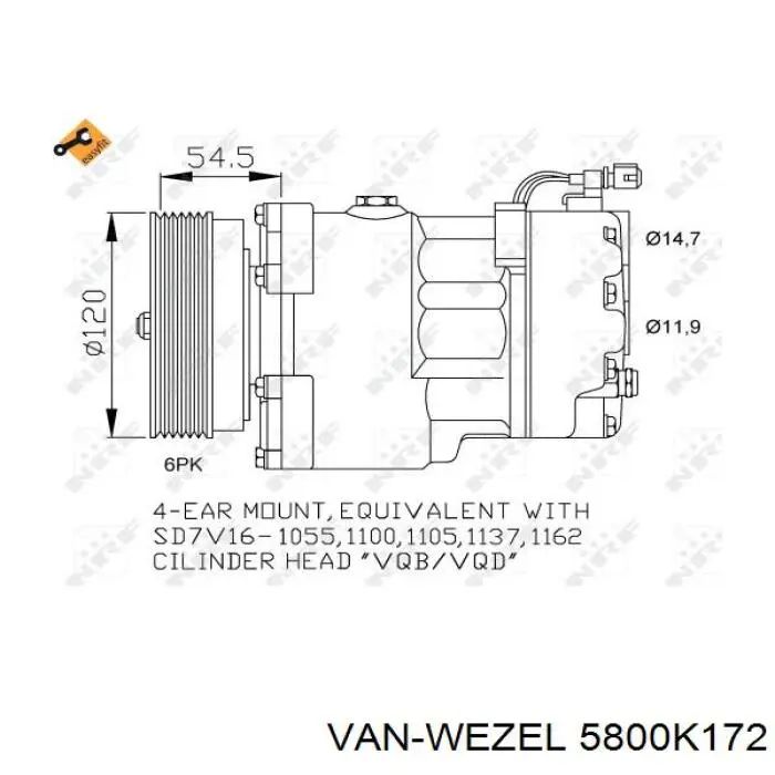 Компресор кондиціонера 5800K172 VAN Wezel
