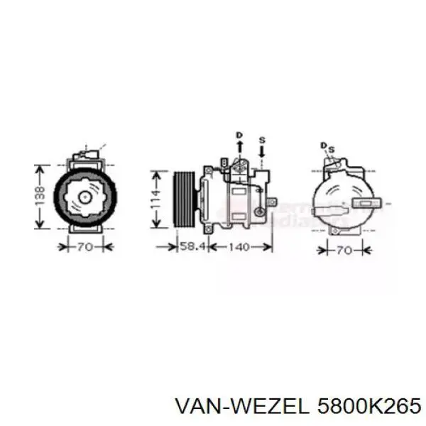 Компресор системи кондиціювання VAN Wezel 5800K265 ціна, від 188.03 USD