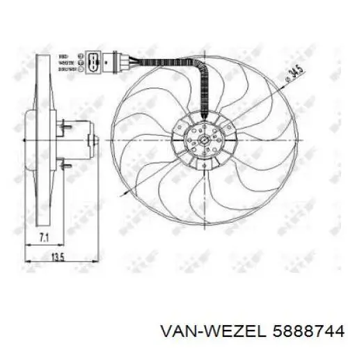 5888744 VAN Wezel електровентилятор охолодження в зборі (двигун + крильчатка)