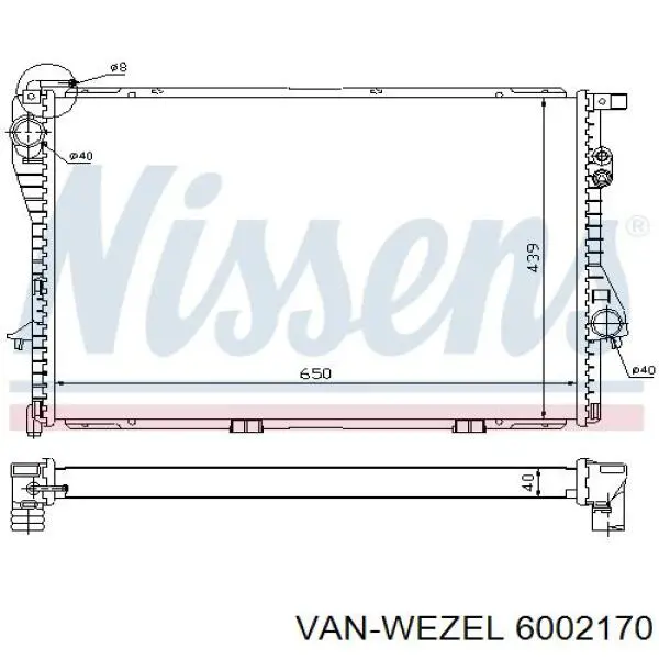 Радіатор охолодження двигуна 6002170 VAN Wezel