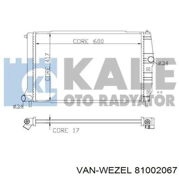 Радіатор 81002067 VAN Wezel