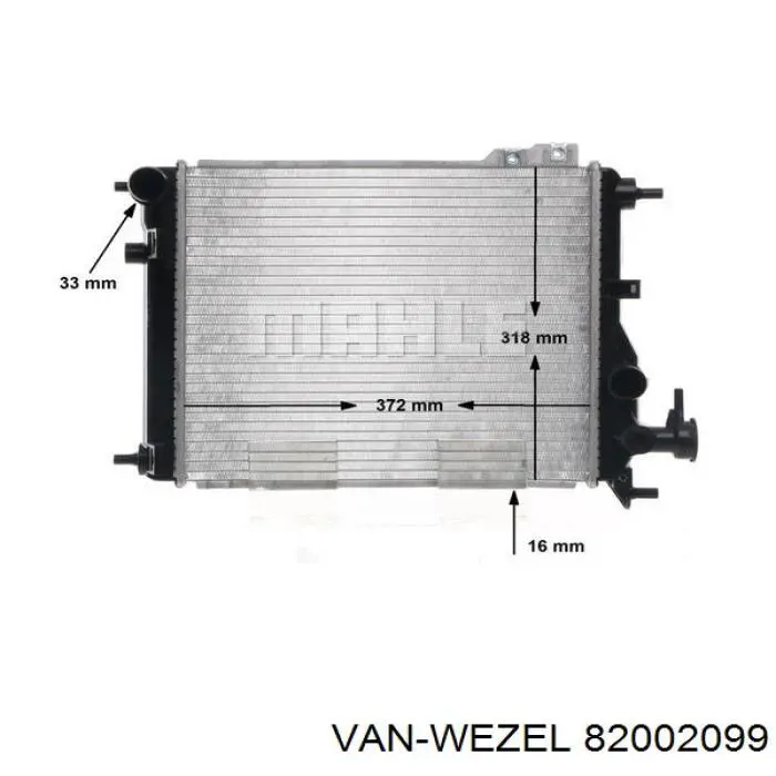 Купити 82002099 VAN Wezel Радіатор двигуна