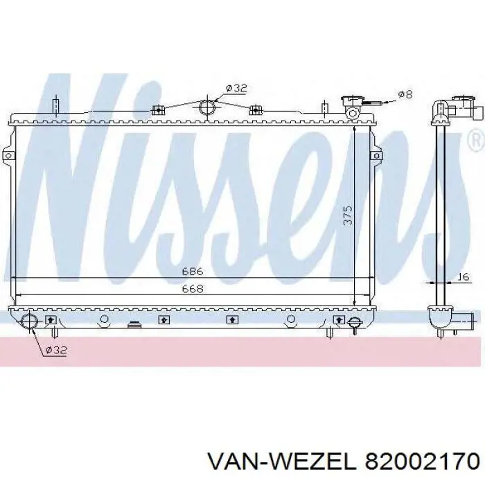 Радіатор охолодження VAN Wezel 82002170