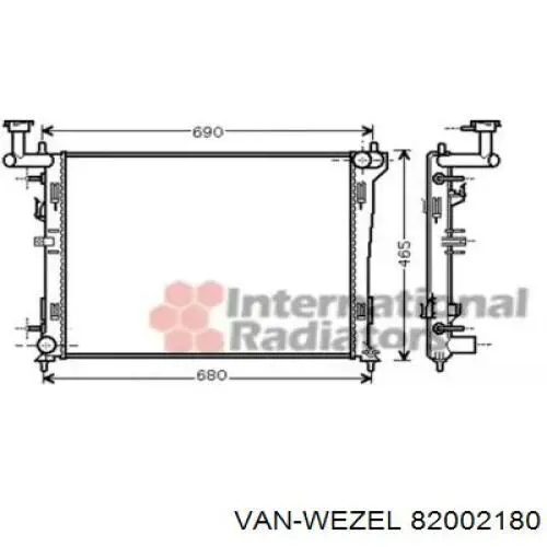 Радіатор основний VAN Wezel 82002180 ціна, від 67.91 USD