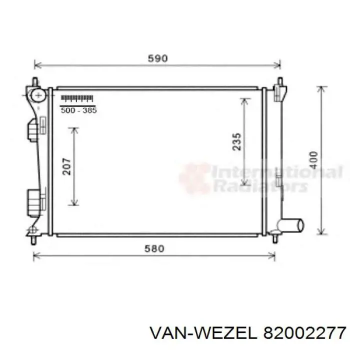 Радіатор охолодження двигуна 82002277 VAN Wezel