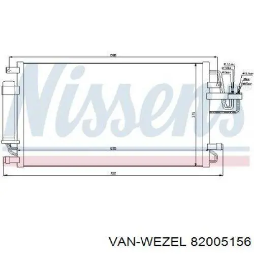 Конденсатор кондиціонера VAN Wezel 82005156 ціна, від 63.68 USD